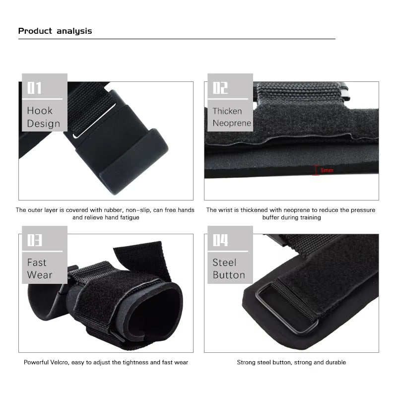 Straps de Entrenamiento con Ganchos de Alta Resistencia – Ideal para Pull-Ups, Powerlifting y Crossfit